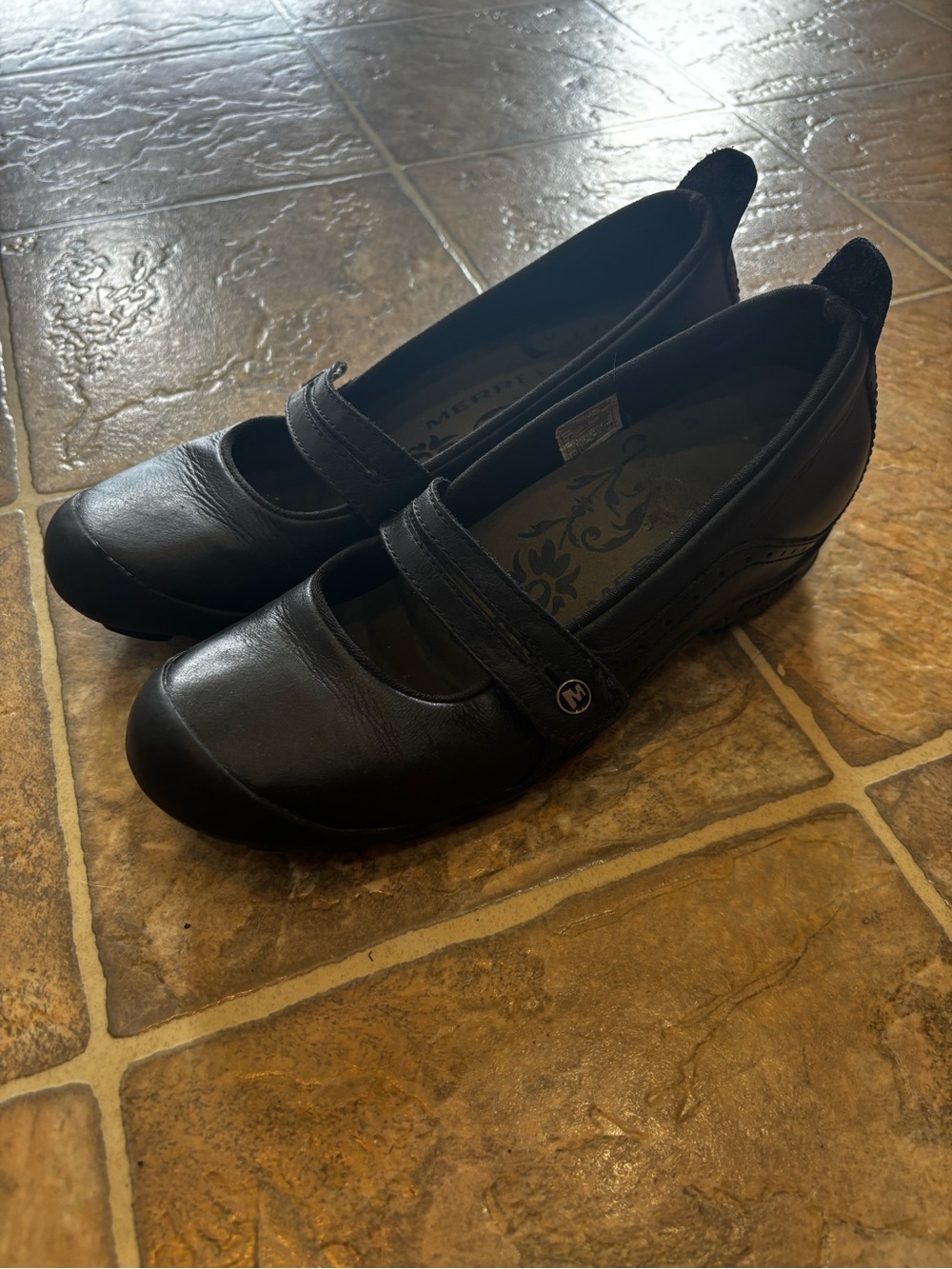 Merrell Plaza Bandeau Mary Jane Comfort Shoes Size 8M Black Leather